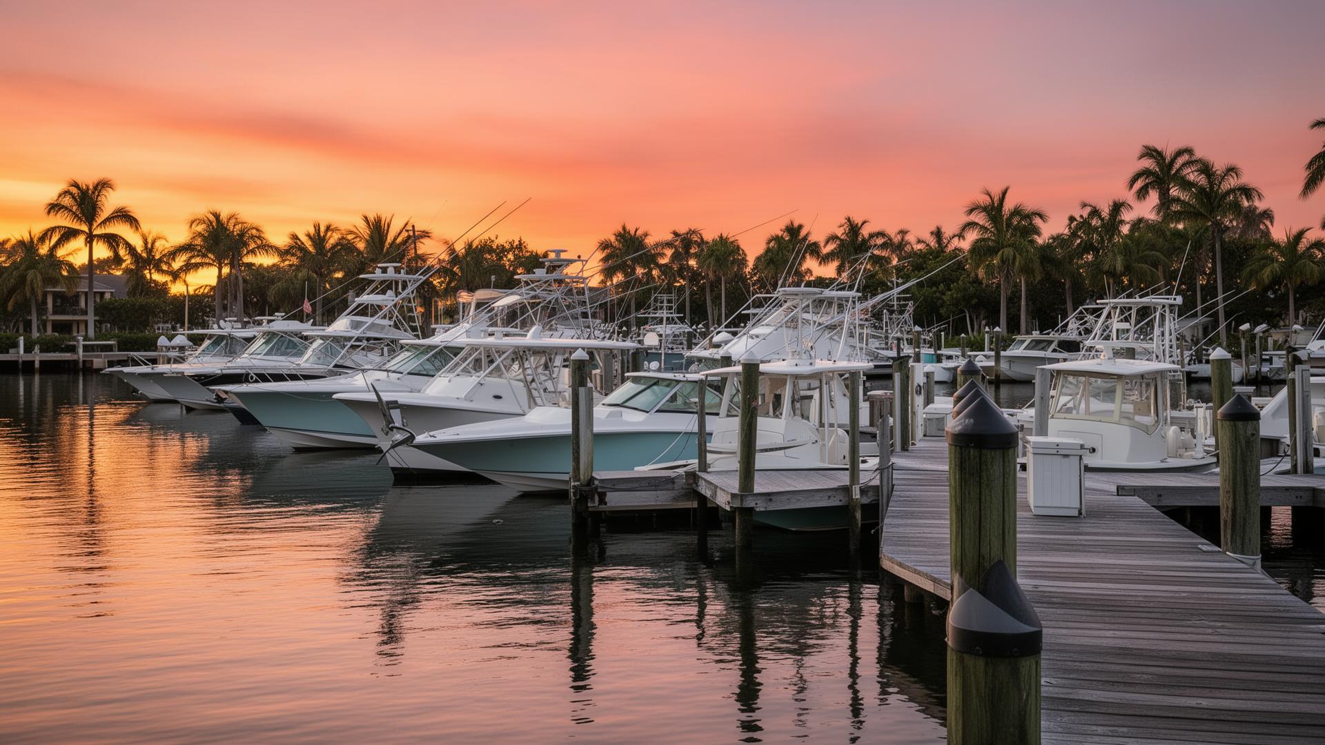 Stuart, FL marina at sunset